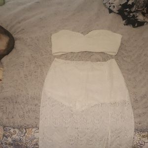 White Lace Maxi Skirt Set